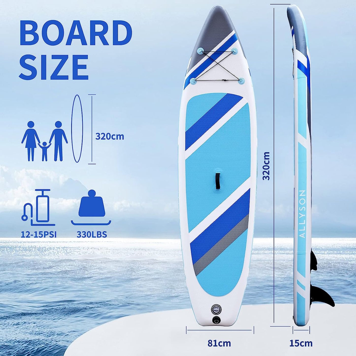 Aufblasbares Sup-Board Stand Up Paddling Board 320x81x15cm Komplettes Zubehör