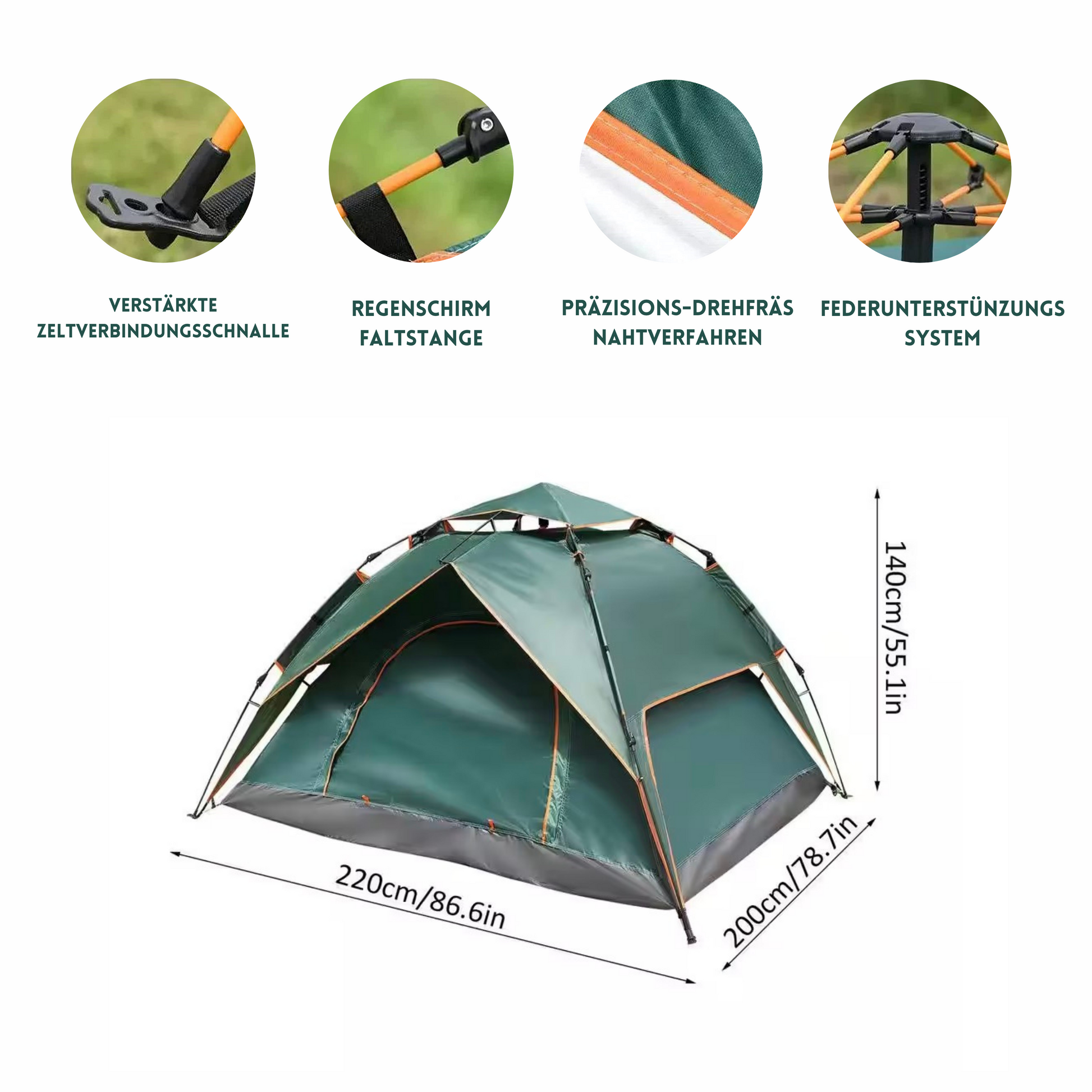 Peak Camping Zelt 3-4 Personen 2in1 Zelt Wurfzel Wasserdicht Schnellau –  OutletNow